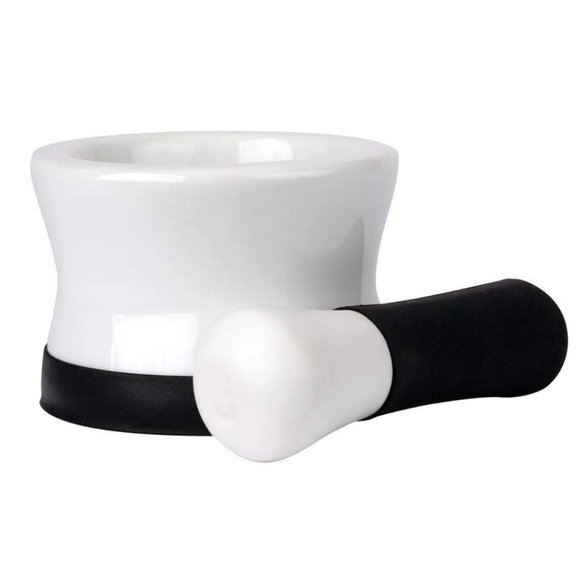 Porcelain Mortar and Pestle with Black Silicone Base - Picture 2 of 6
